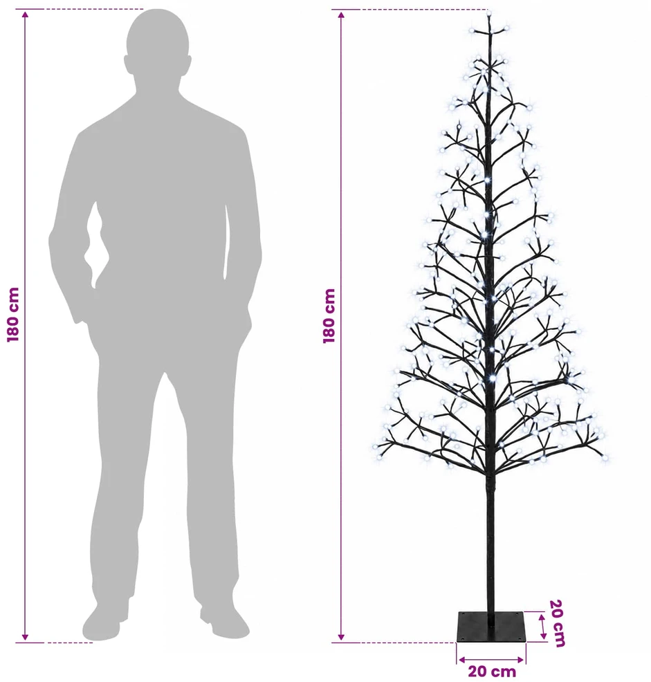 LED girliandų Kalėdų eglutė Juoda 180 cm Plienas 196 LED