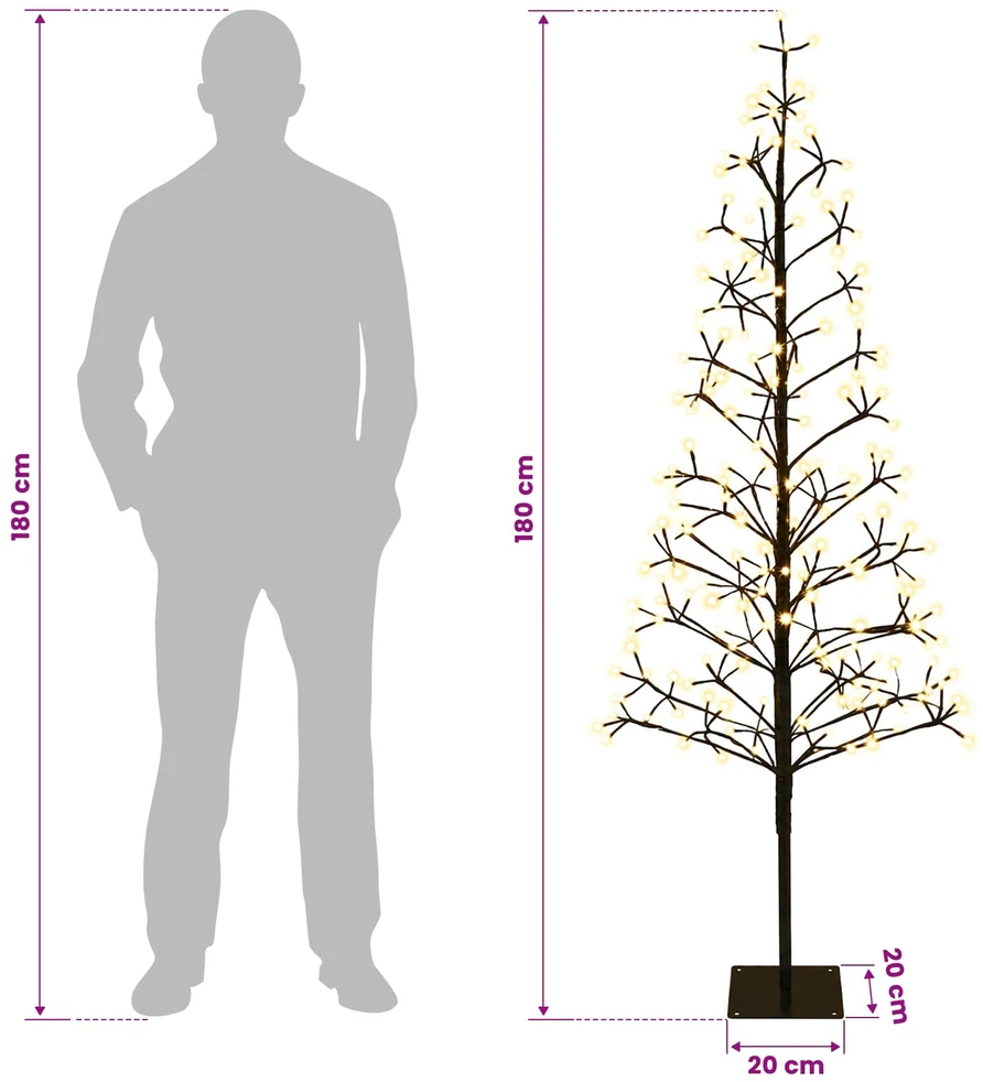 LED girliandų Kalėdų eglutė Juoda 20 x 20 x 180 cm Plienas