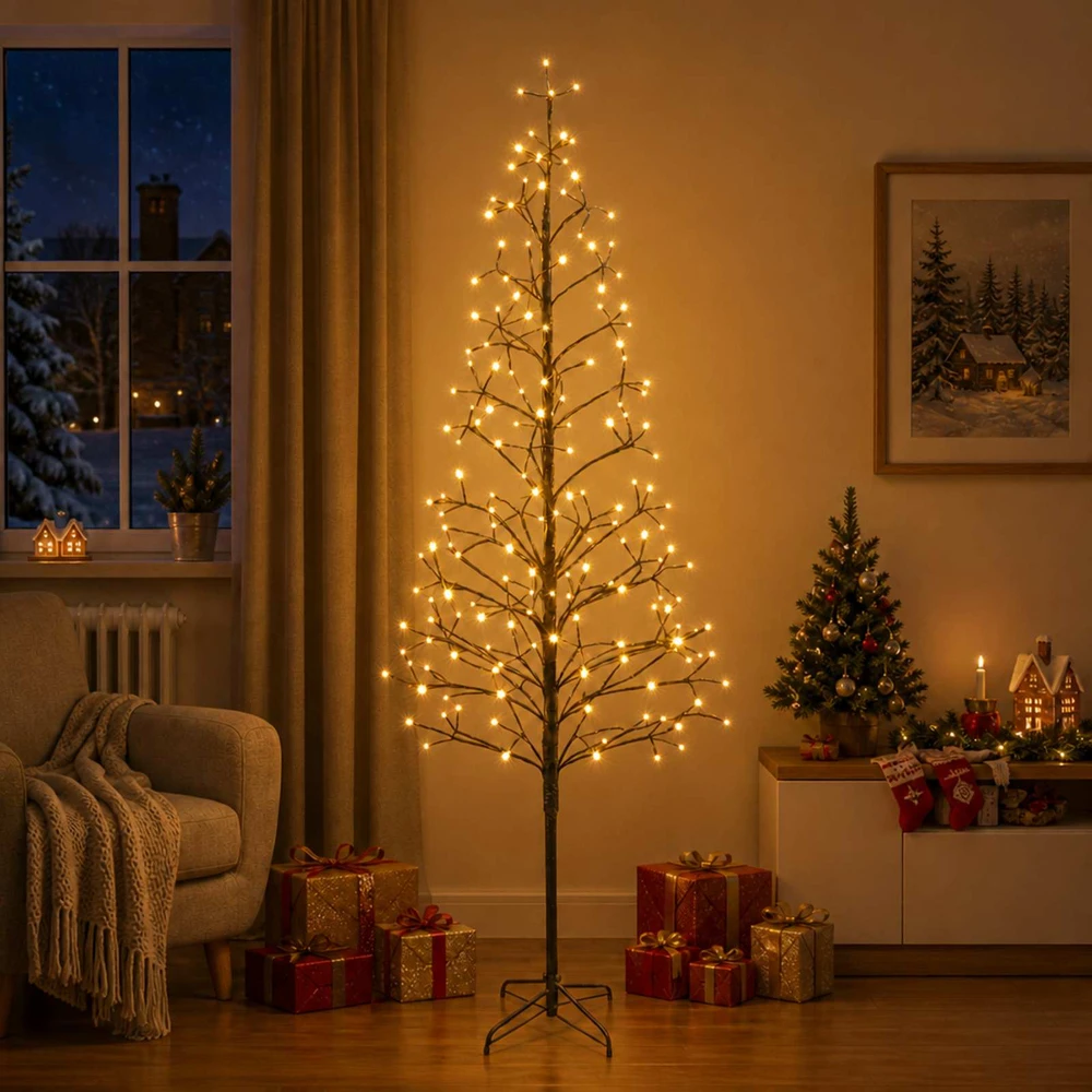 LED girliandų Kalėdų eglutė Juoda 240 cm Plienas 268 LED