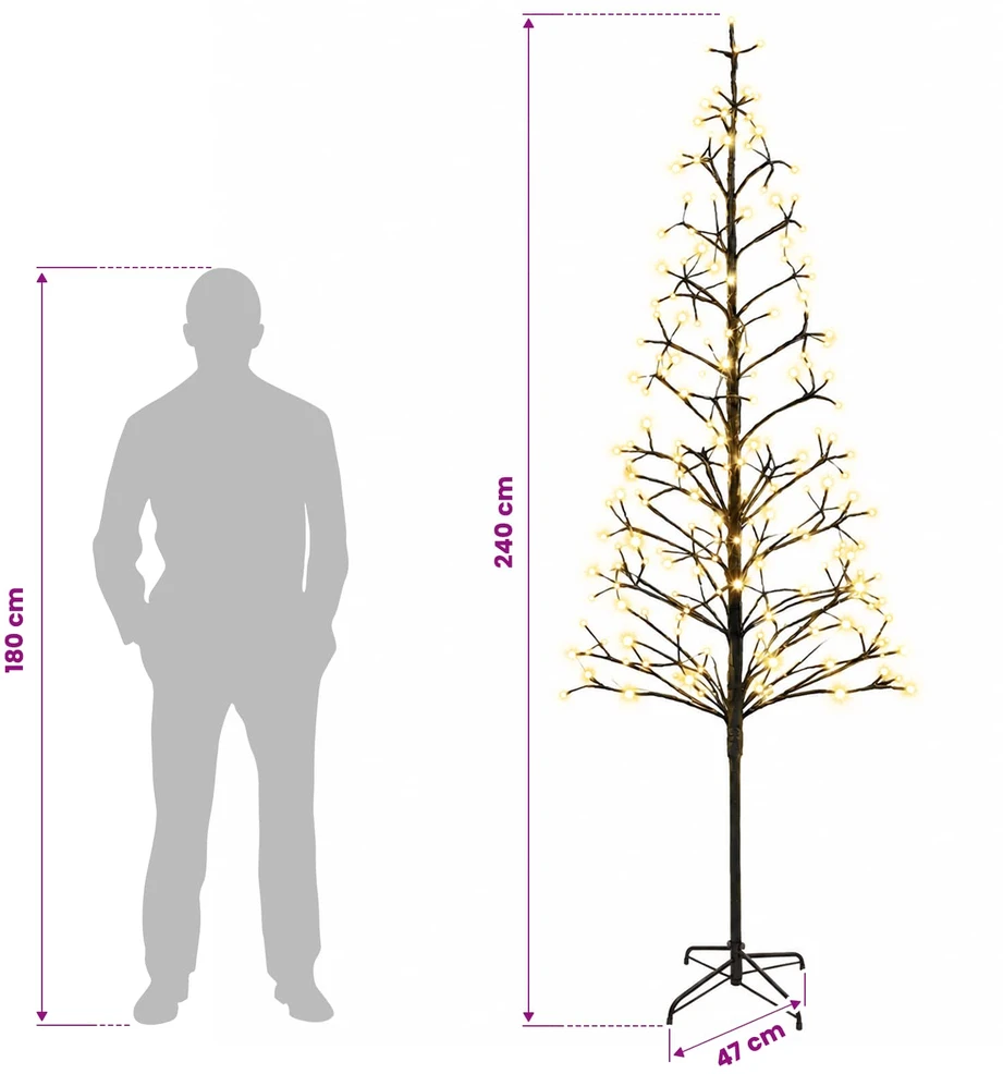LED girliandų Kalėdų eglutė Juoda 240 cm Plienas 268 LED