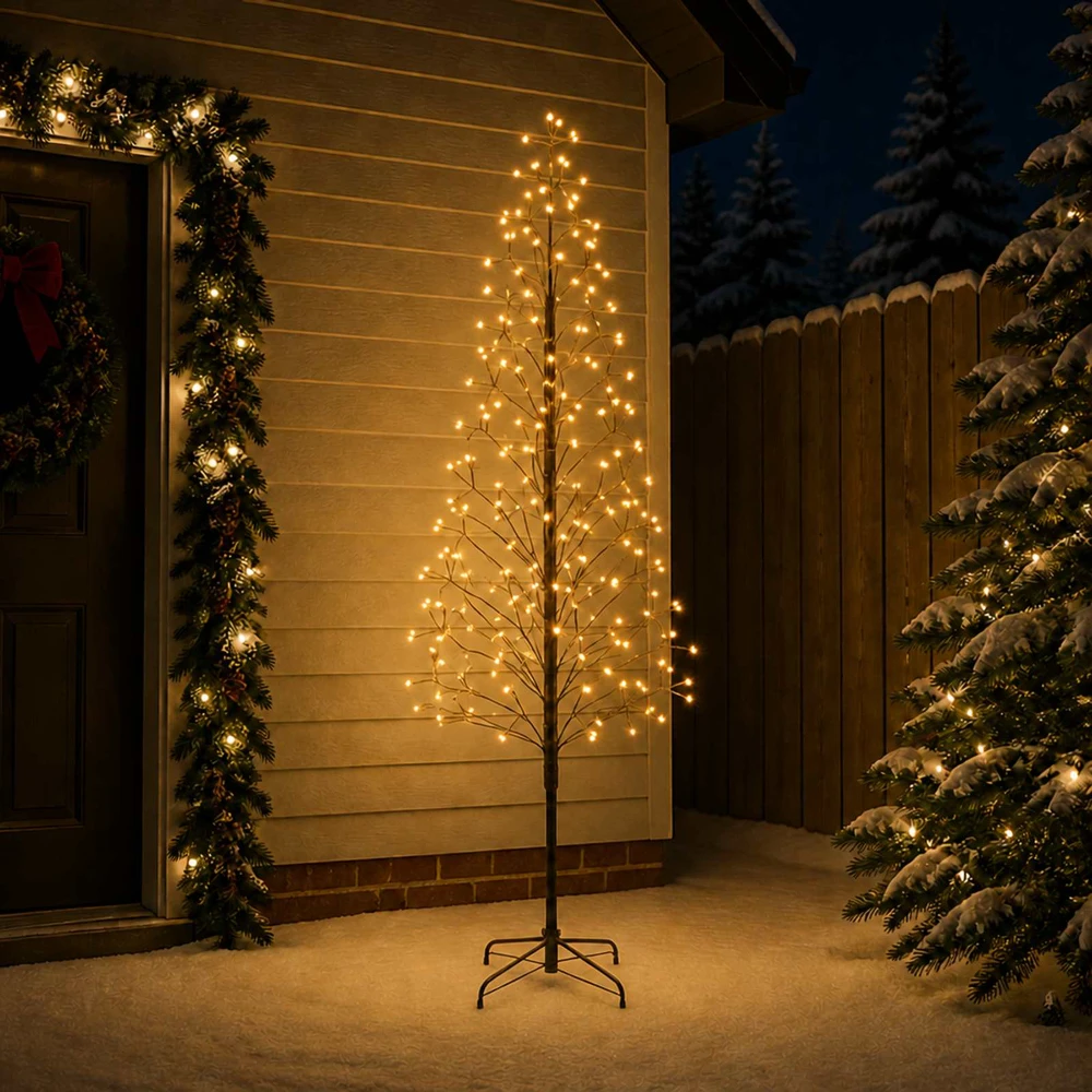 LED girliandų Kalėdų eglutė Juoda 240 cm Plienas 268 LED
