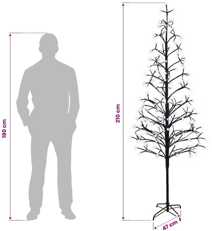 LED girliandų Kalėdų eglutė Juoda 47 x 210 cm Plienas 228 LED