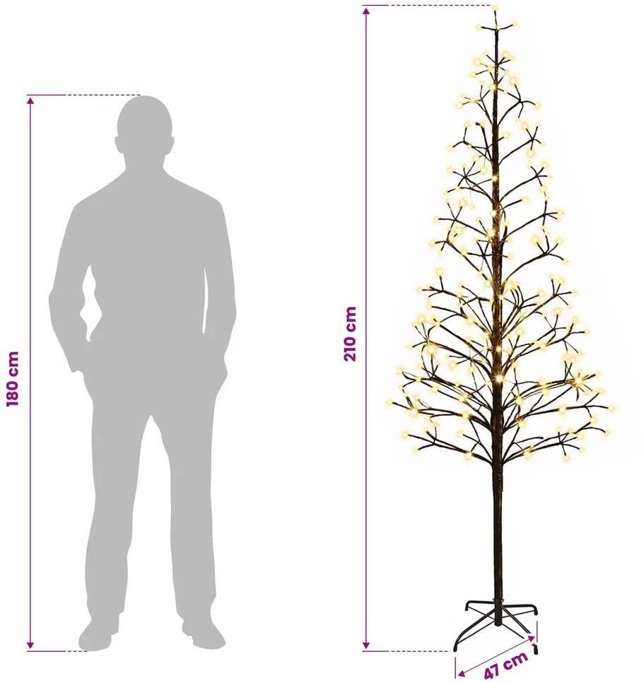 LED girliandų Kalėdų eglutė Juoda 47 x 210 cm Plienas 228 LED