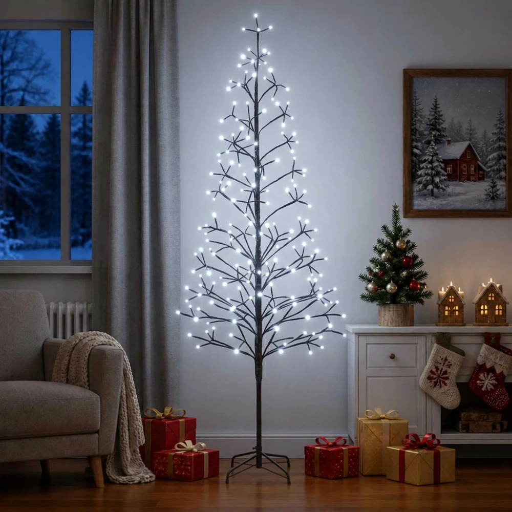 LED girliandų Kalėdų eglutė Juoda 47 x 210 cm Plienas 228 LED