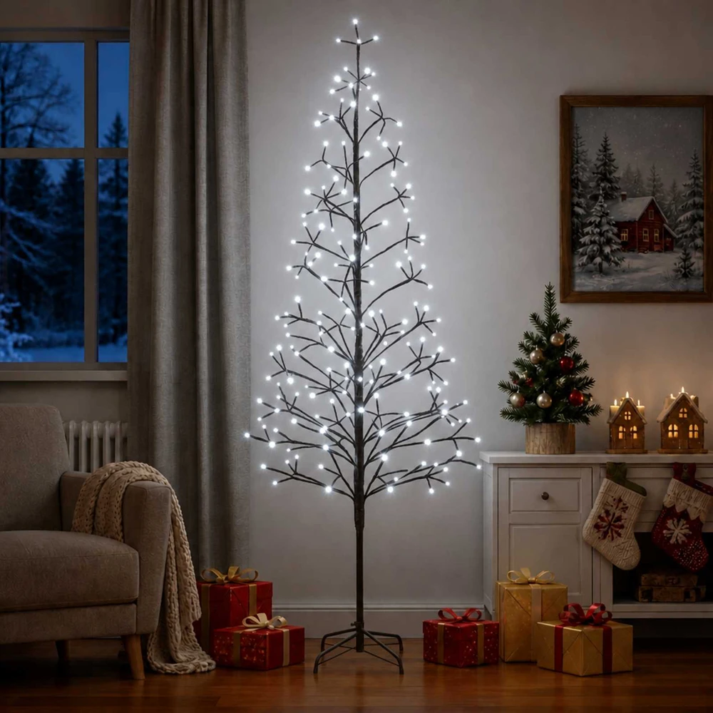 LED girliandų Kalėdų eglutė Juoda 47 x 240 cm Plienas 268 LED
