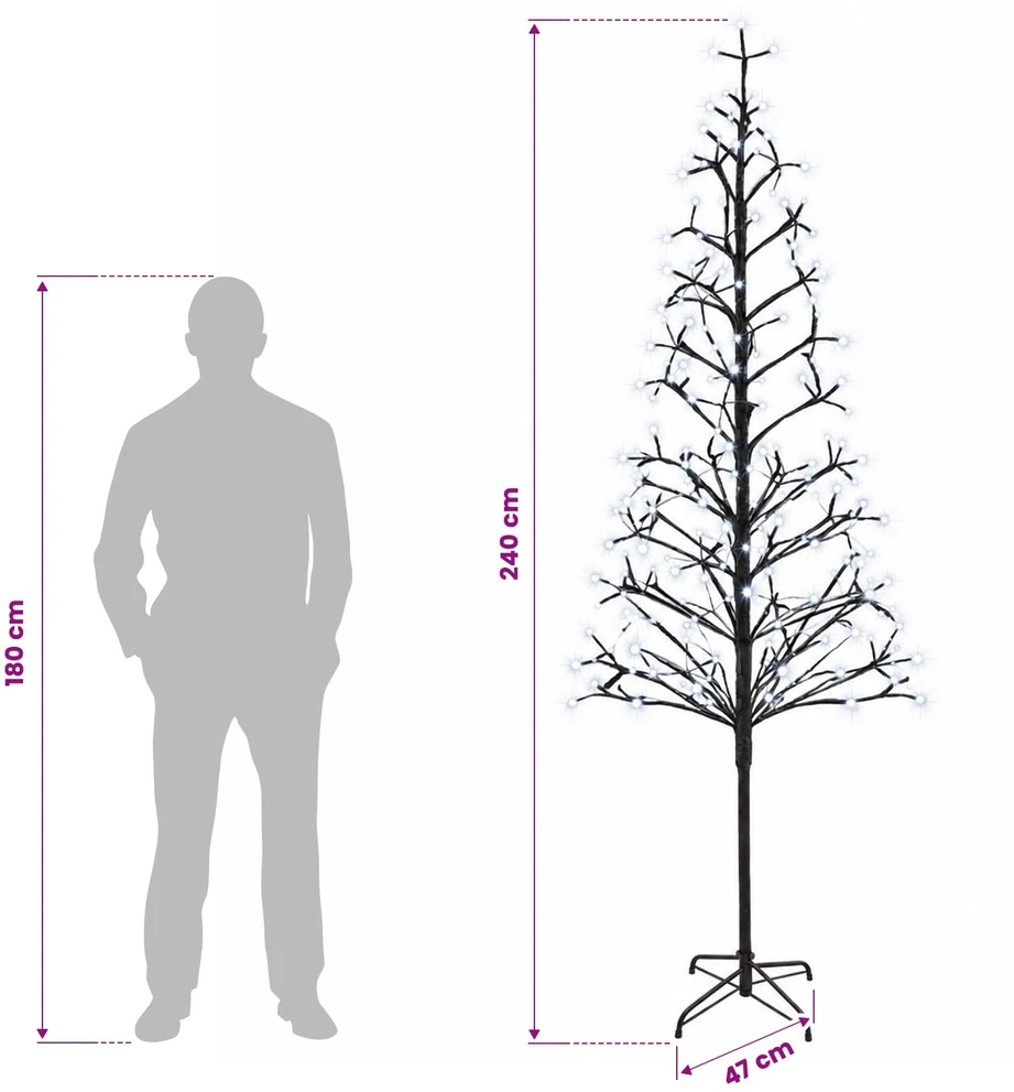 LED girliandų Kalėdų eglutė Juoda 47 x 240 cm Plienas 268 LED