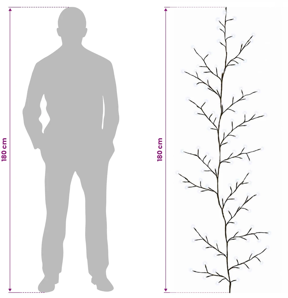 LED gluosnio vijoklis, kalėdinė dekoracija 2 vnt. Juoda 180 cm