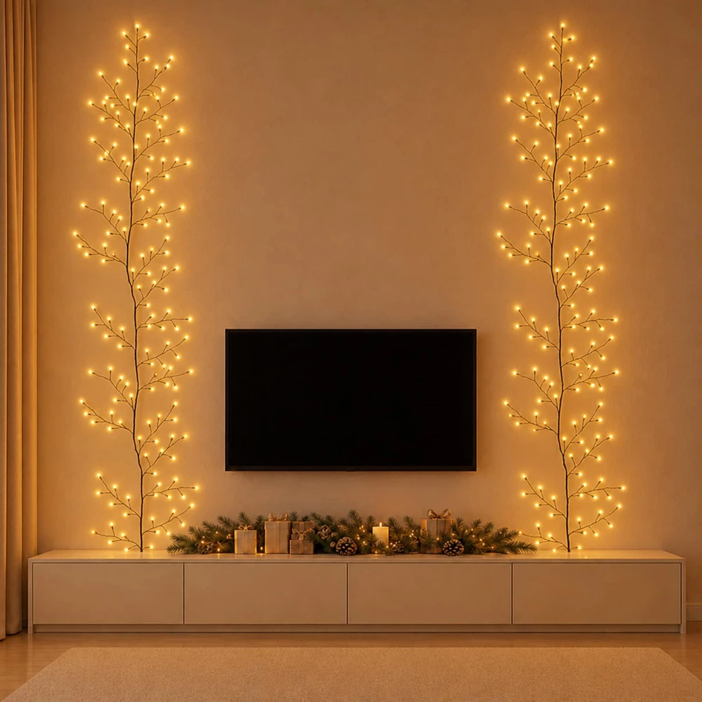 LED gluosnio vijoklis, kalėdinė dekoracija 2 vnt. Juoda 270 cm