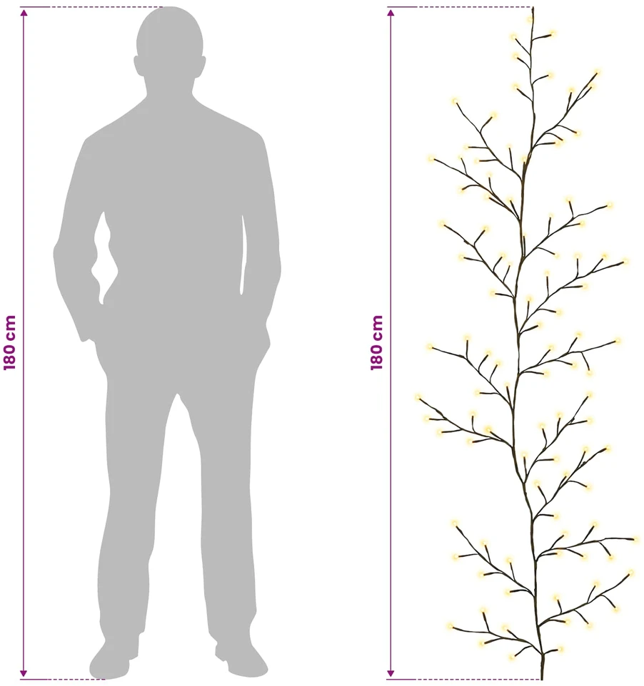 LED gluosnio vijoklis, kalėdinė dekoracija 2 vnt. Juoda 180 cm