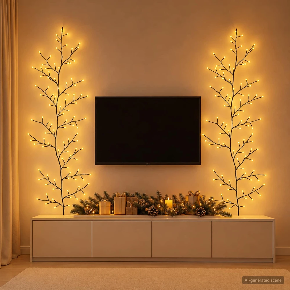 LED gluosnio vijoklis, kalėdinė dekoracija 2 vnt. Juoda 180 cm