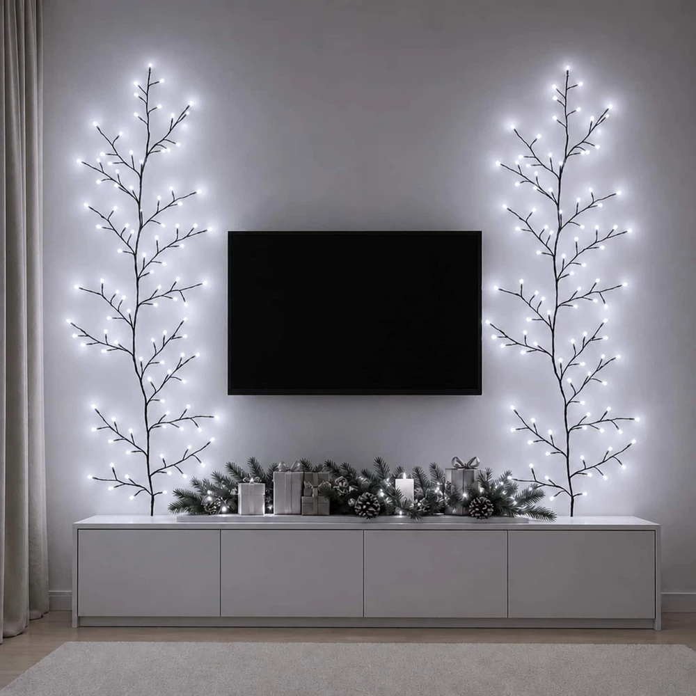 LED gluosnio vijoklis, kalėdinė dekoracija 2 vnt. Juoda 180 cm