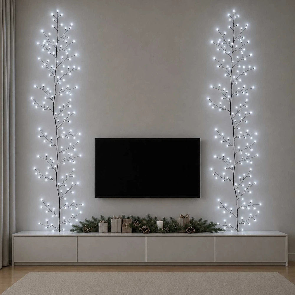 LED gluosnio vijoklis, kalėdinė dekoracija 2 vnt. Juoda 270 cm