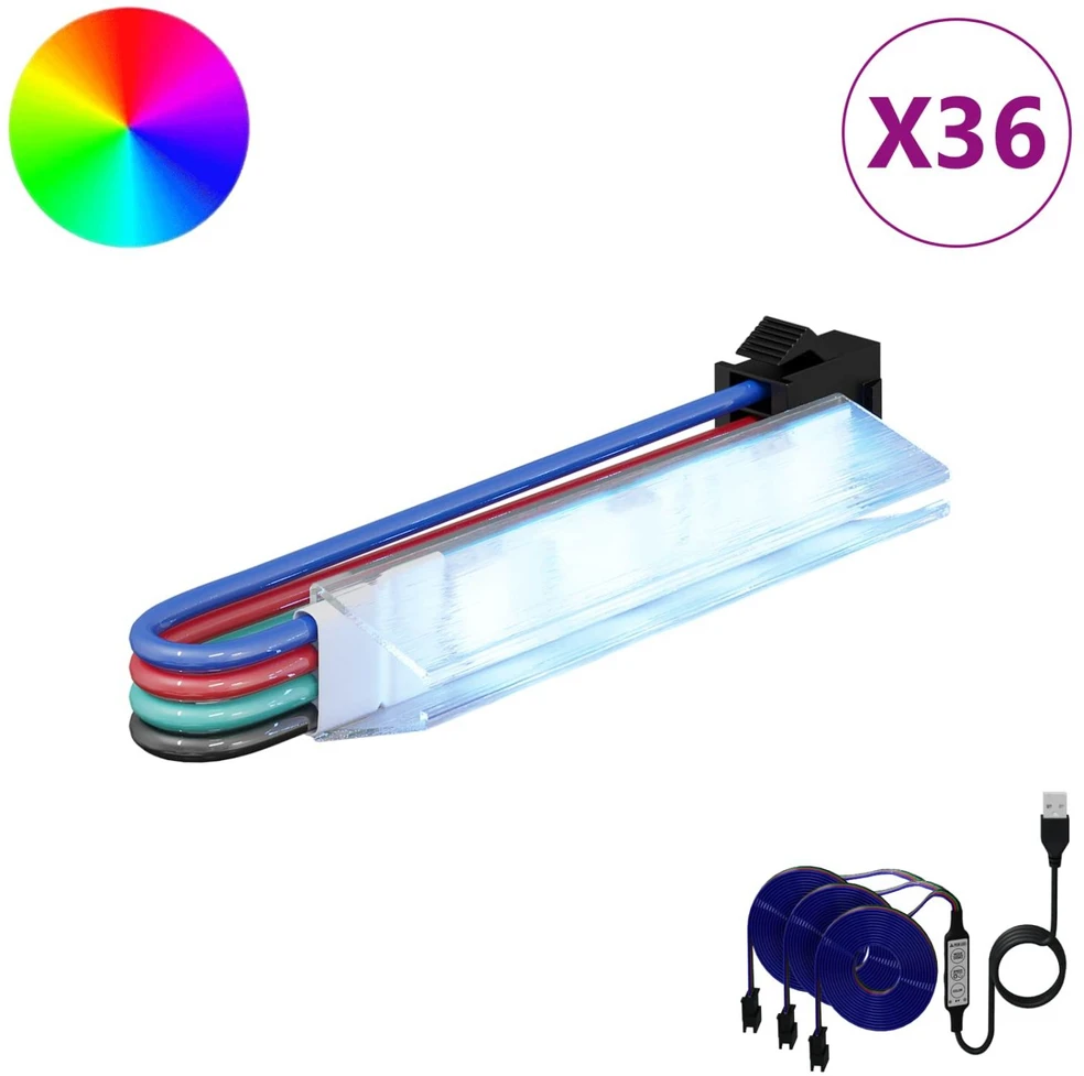 LED juosta 12 vnt. Juoda ir daugiaspalvė Varis ir plastikas