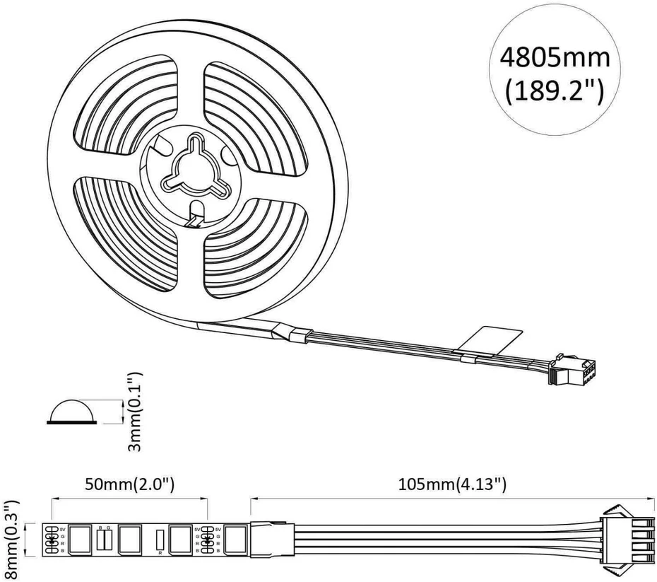 LED juosta 12 vnt. Juoda ir permatoma Varis ir plastikas