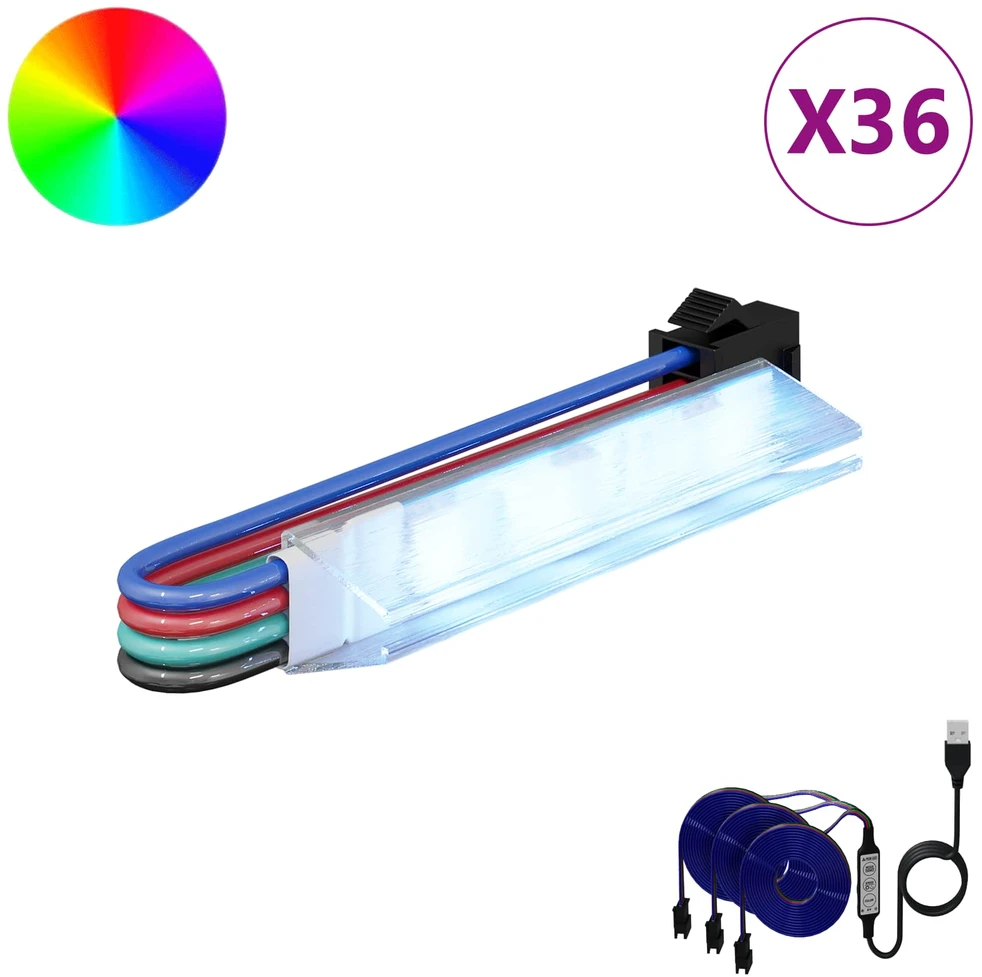 LED juosta 12 vnt. Juoda ir daugiaspalvė Varis ir plastikas