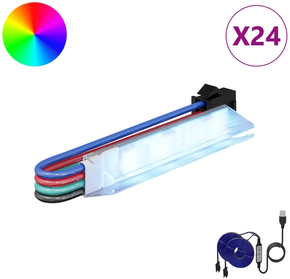 LED juosta 12 vnt. Juoda ir daugiaspalvė Varis ir plastikas