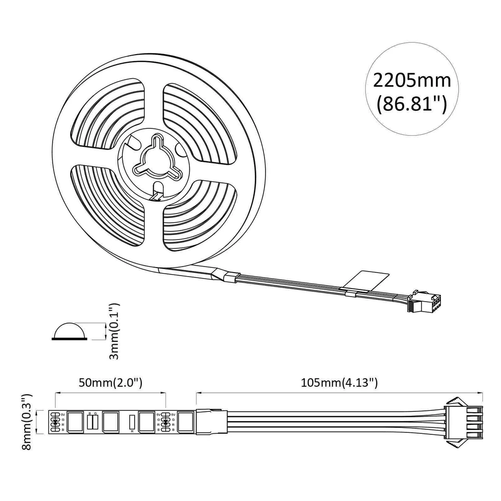 LED juosta 12 vnt. Juoda ir permatoma Varis ir plastikas
