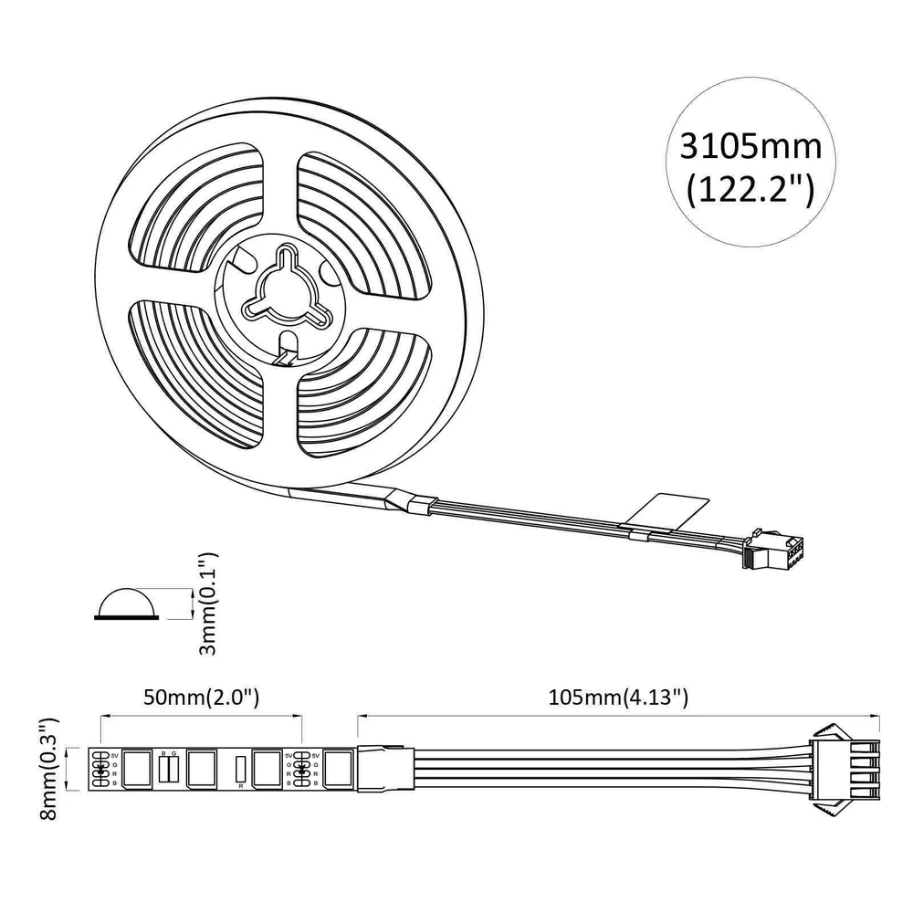 LED juosta 12 vnt. Juoda ir permatoma Varis ir plastikas