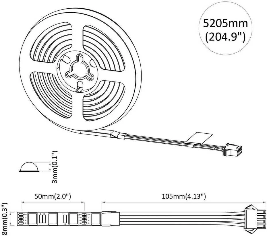 LED juosta 2 vnt. Juoda ir permatoma Varis ir plastikas