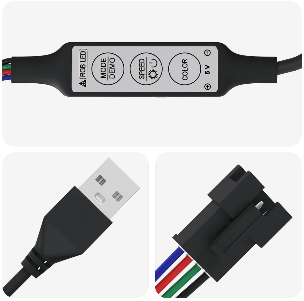 LED juosta 2 vnt. Juoda ir permatoma Varis ir plastikas
