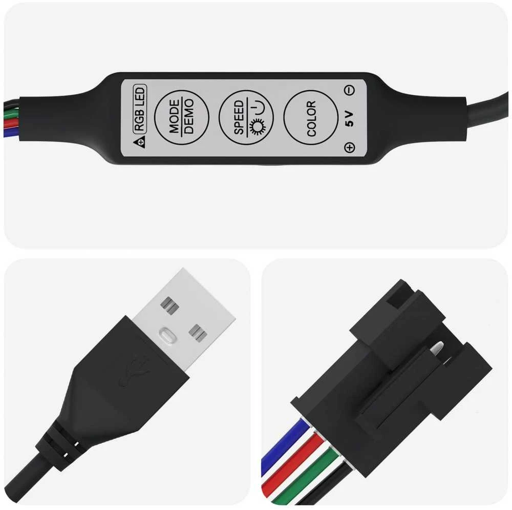 LED juosta 2 vnt. Juoda ir daugiaspalvė Varis ir plastikas