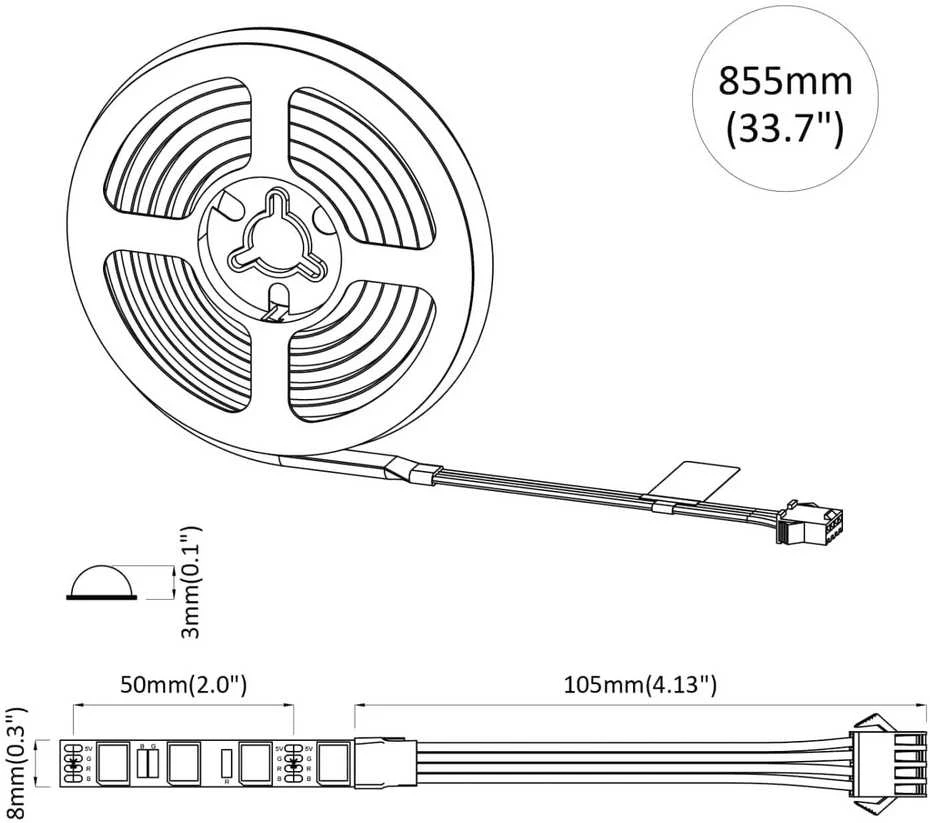 LED juosta 2 vnt. Juoda ir permatoma Varis ir plastikas