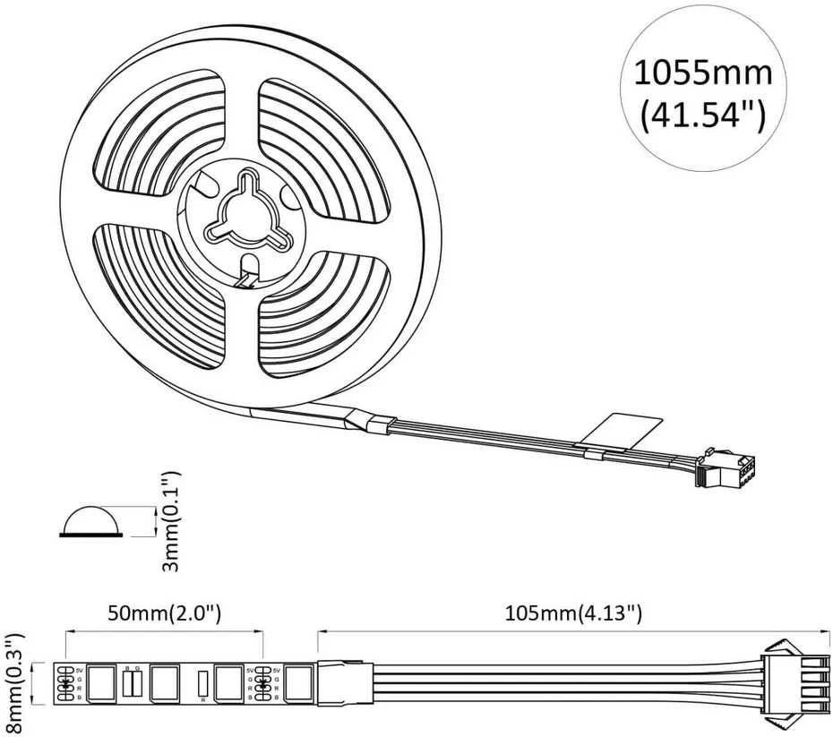 LED juosta 2 vnt. Juoda ir permatoma Varis ir plastikas