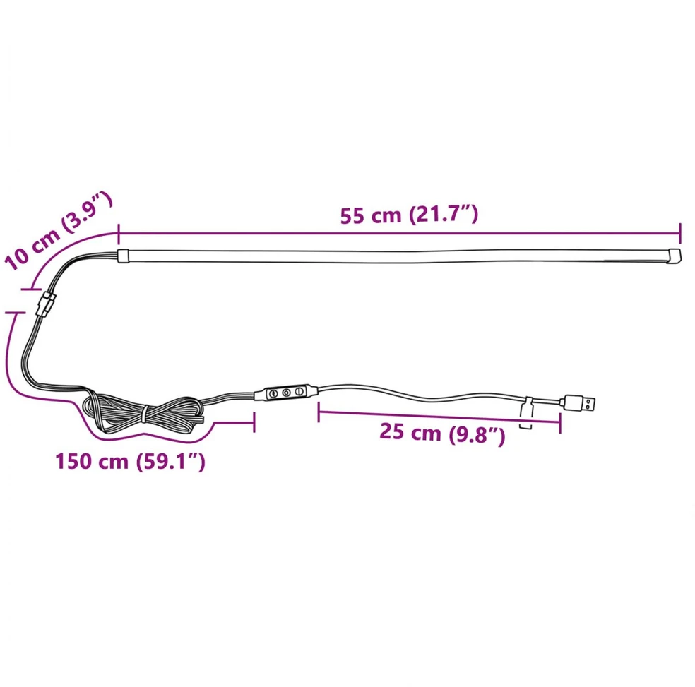 LED juosta 55 cm Įvairiaspalvis PVC