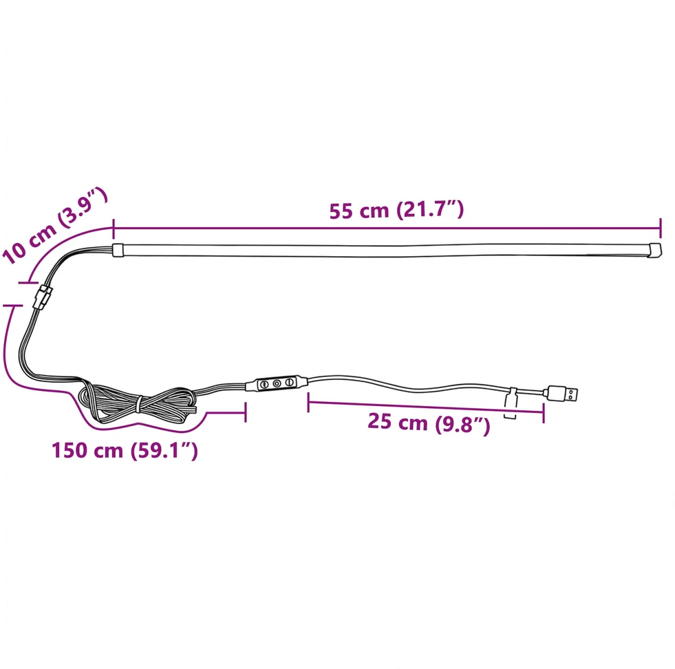 LED juosta 55 cm Įvairiaspalvis PVC
