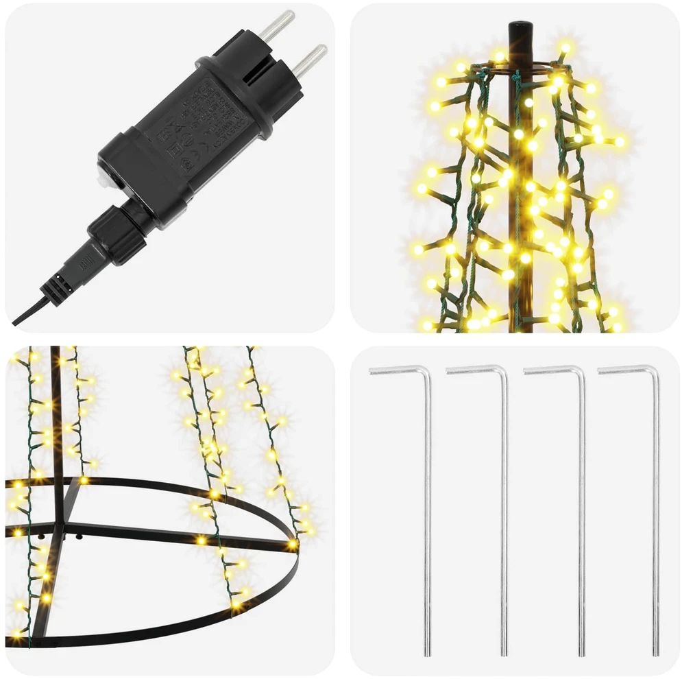 LED kalėdinė eglutė 235 cm 1000 LED Šilta balta Plienas Juoda
