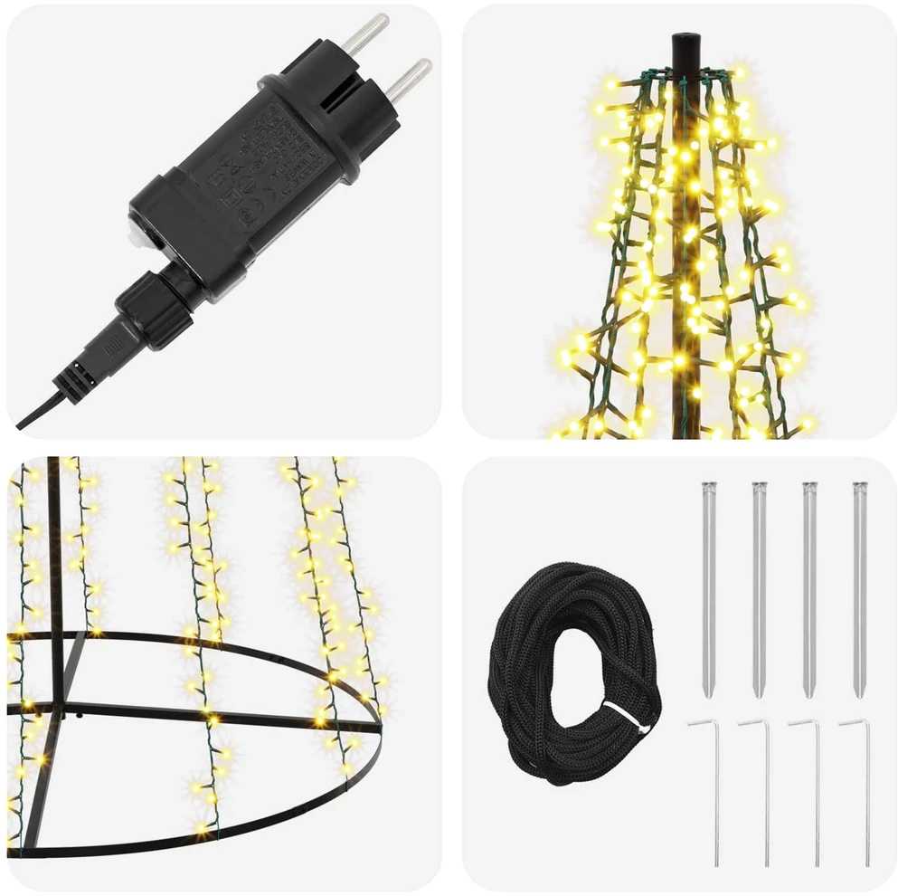 LED kalėdinė eglutė 485 cm 3000 LED Šilta balta Plienas Juoda