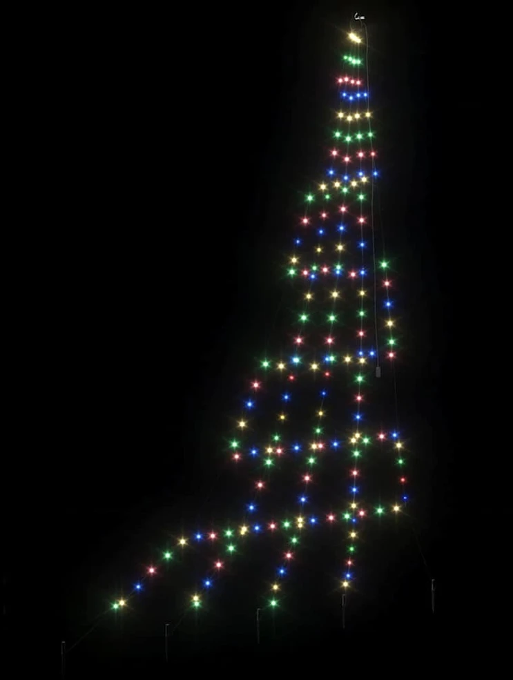 LED Kalėdinė eglutė su žemės kuoleliais Įvairiaspalvis 306 cm