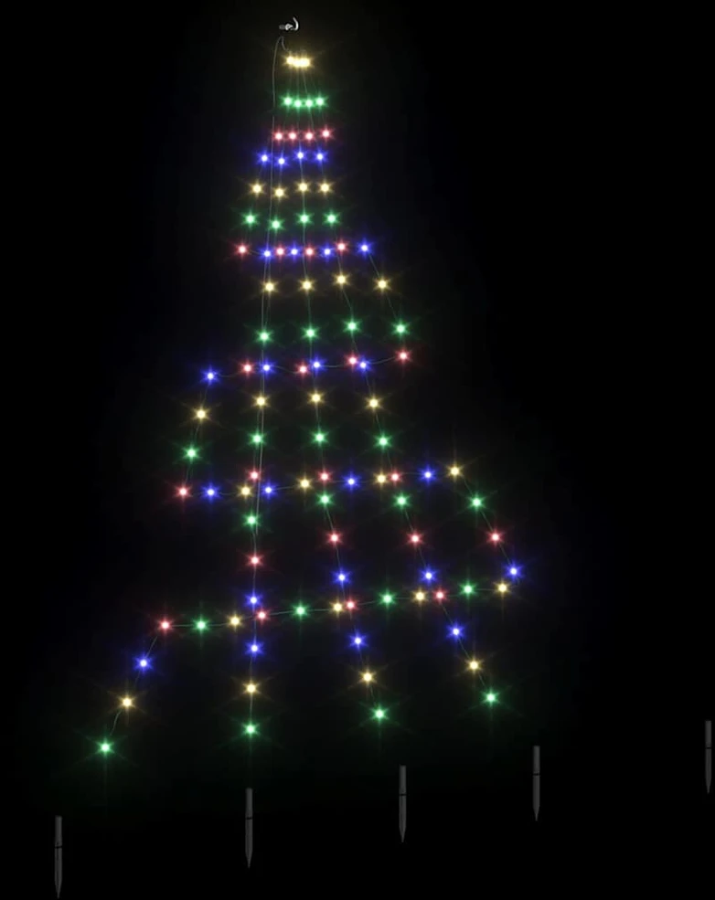 LED Kalėdinė eglutė su žemės kuoleliais Įvairiaspalvis 182 cm