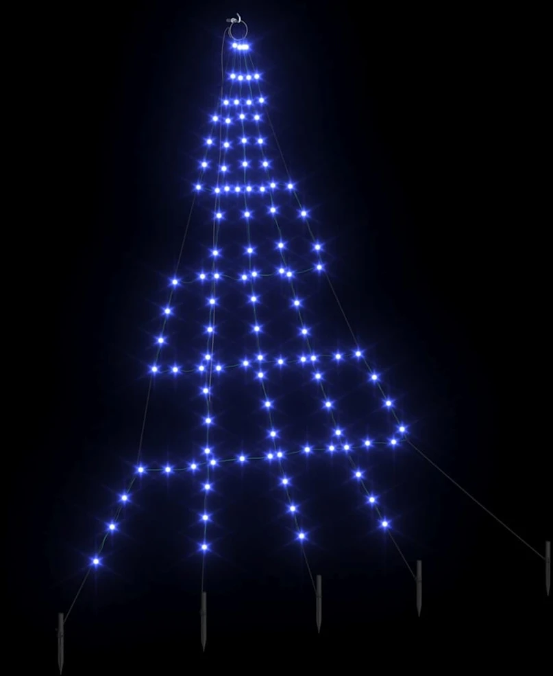 LED Kalėdinė eglutė su žemės kuoleliais Mėlyna 182 cm Metalas
