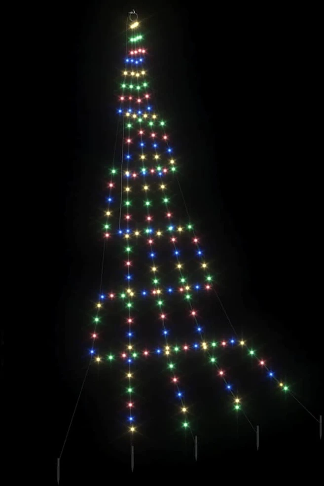 LED Kalėdinė eglutė su žemės kuoleliais Įvairiaspalvis 306 cm