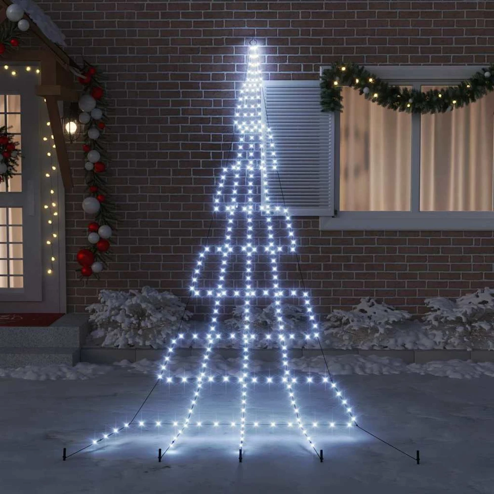 LED Kalėdinė eglutė su žemės kuoleliais Šalta balta 511 cm