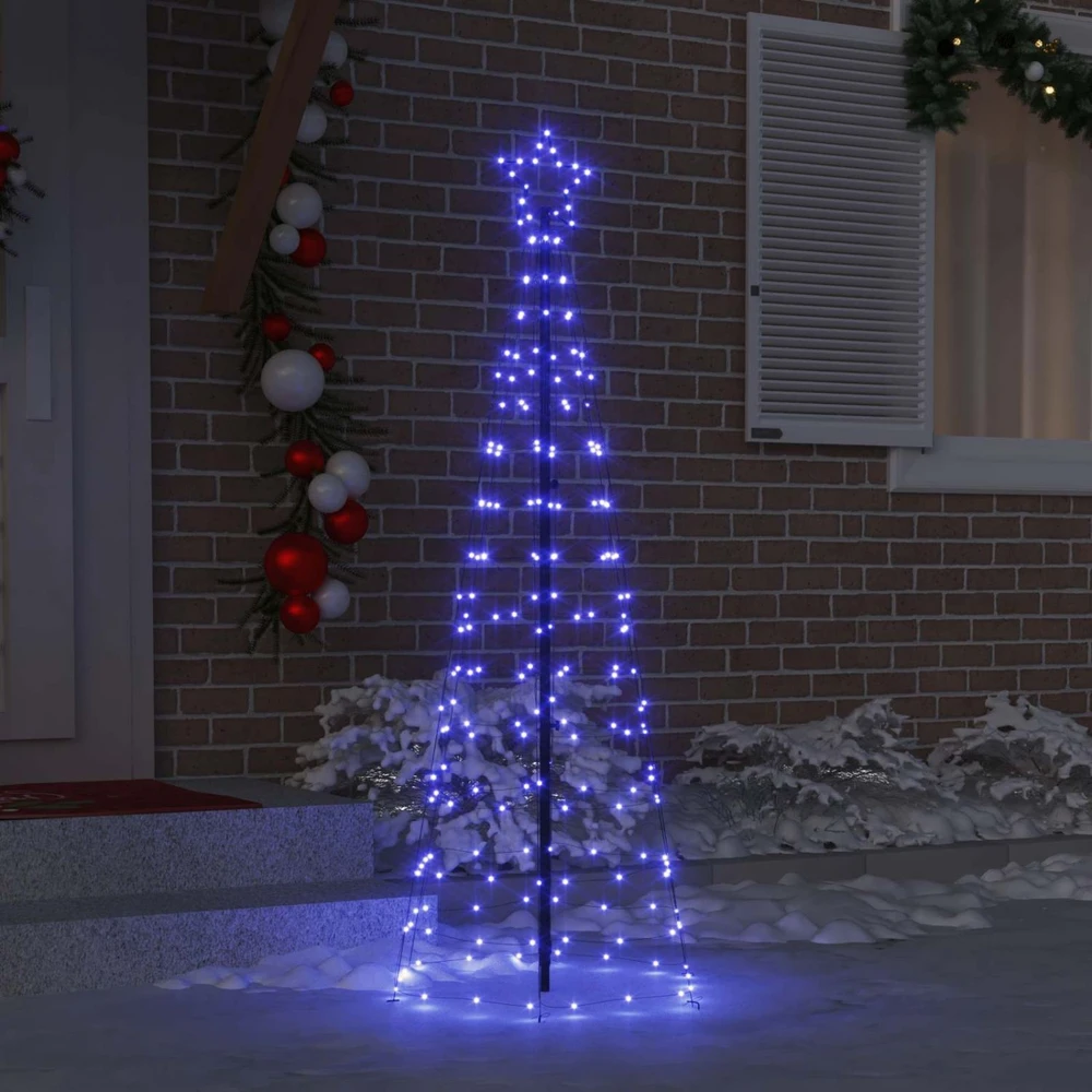 LED Kalėdinė eglutė su žemės kuoleliais Mėlyna 250 cm Geležis