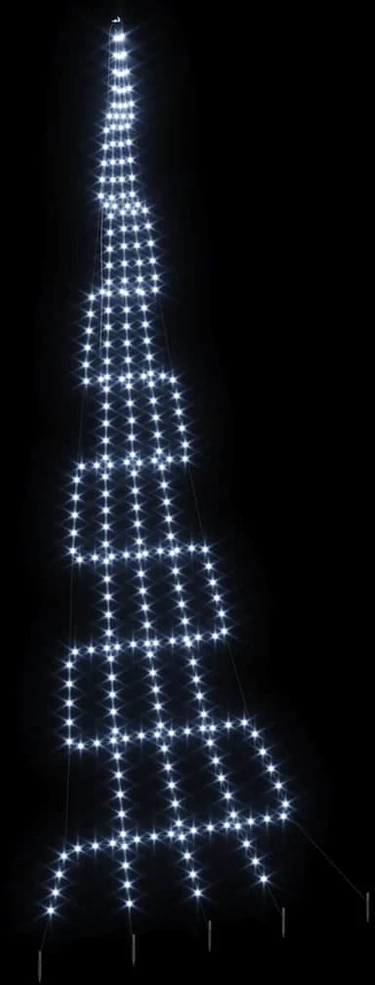 LED Kalėdinė eglutė su žemės kuoleliais Šalta balta 511 cm