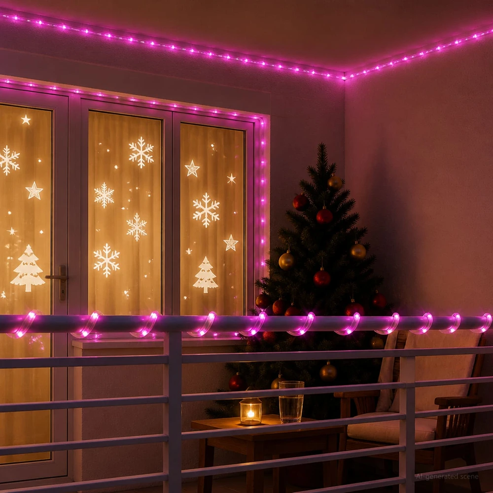 LED kalėdinė šviečianti žarna 480 LED Rožinė ir 20 m