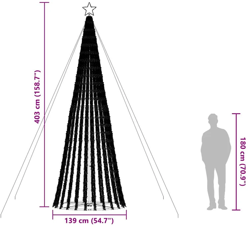 LED Kalėdų eglutė 1028 LEDs Šalta Balta 403 cm