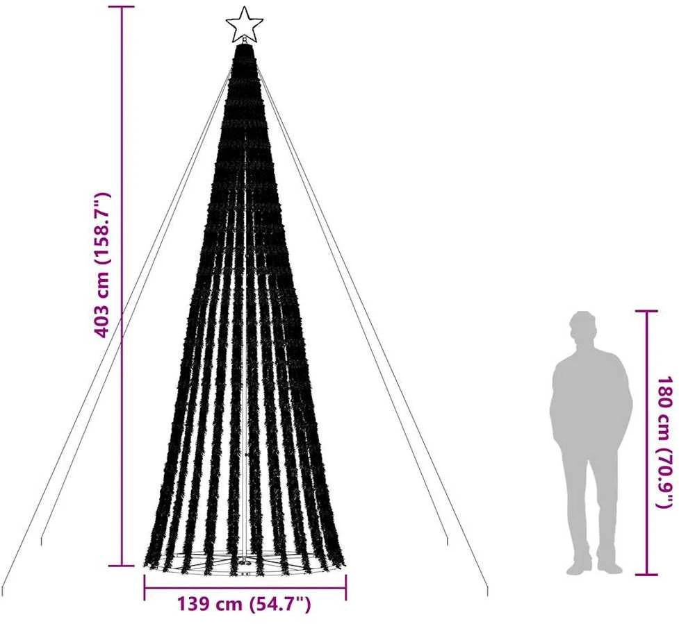 LED Kalėdų eglutė 1028 LEDs Šalta Balta 403 cm