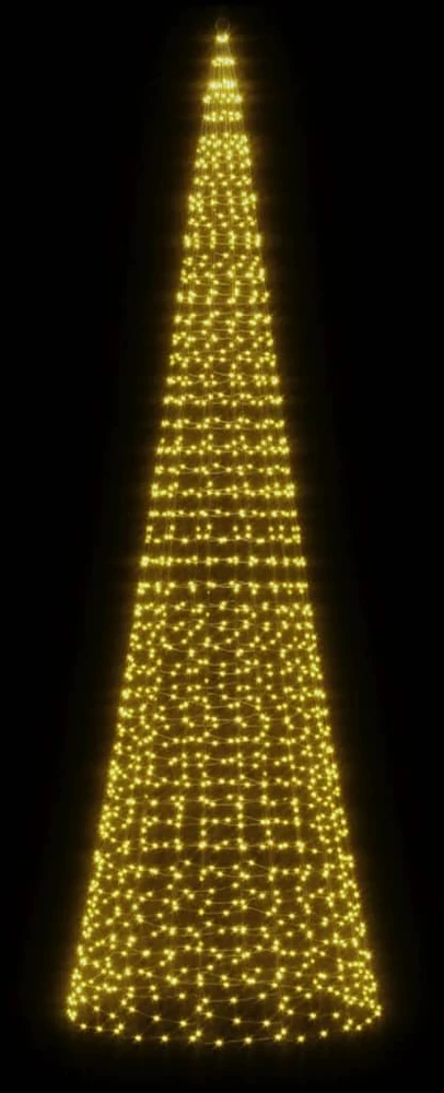 Kalėdų eglutė ant vėliavos stiebo, 500cm, 1534 šiltos LED