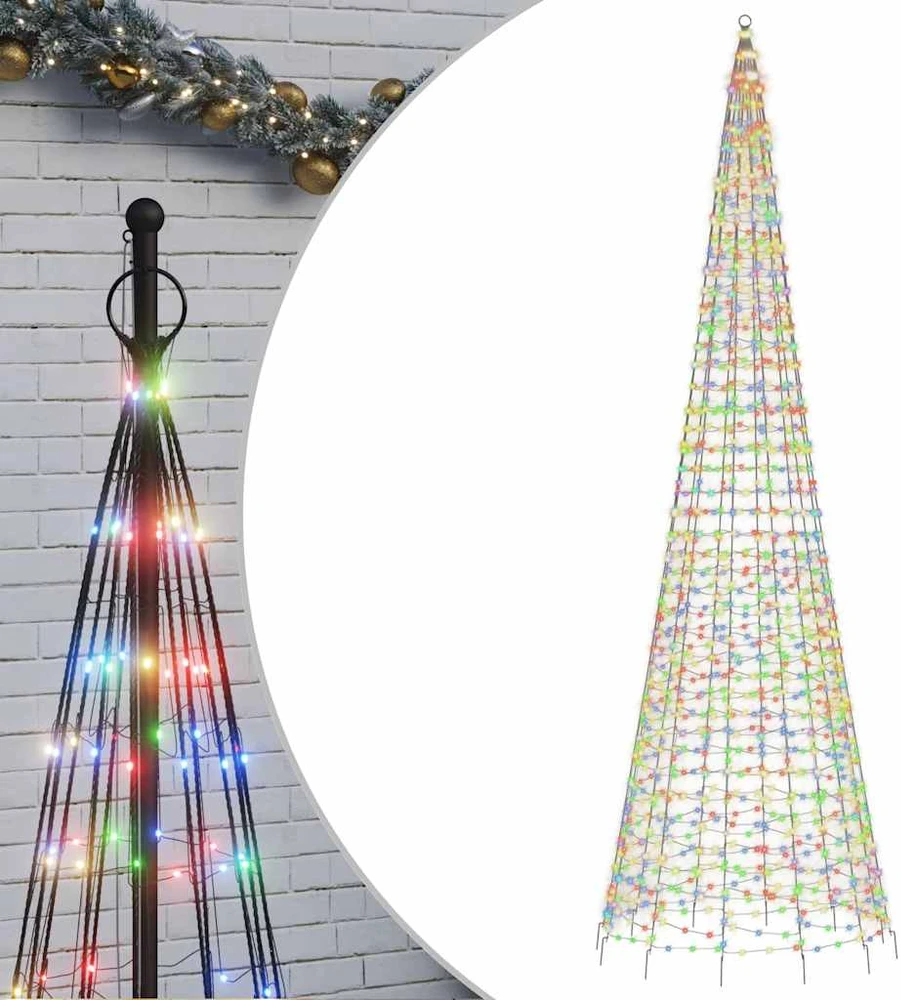 Kalėdų eglutė ant vėliavos stiebo, 500cm, 1534 spalvotos LED