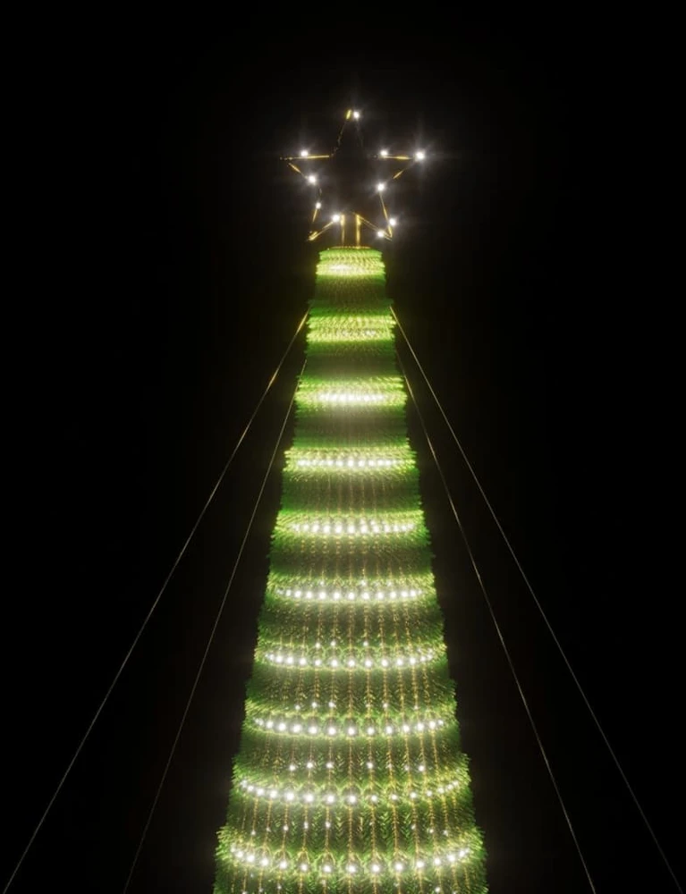 Šviečianti Kalėdų eglutė, 500cm, 1544 šaltos LED, kūgio formos