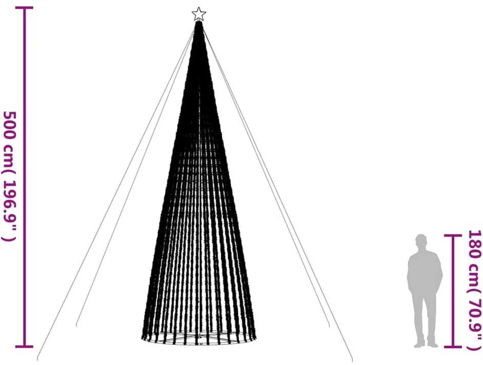 Šviečianti Kalėdų eglutė, 500cm, 1544 LED, kūgio formos