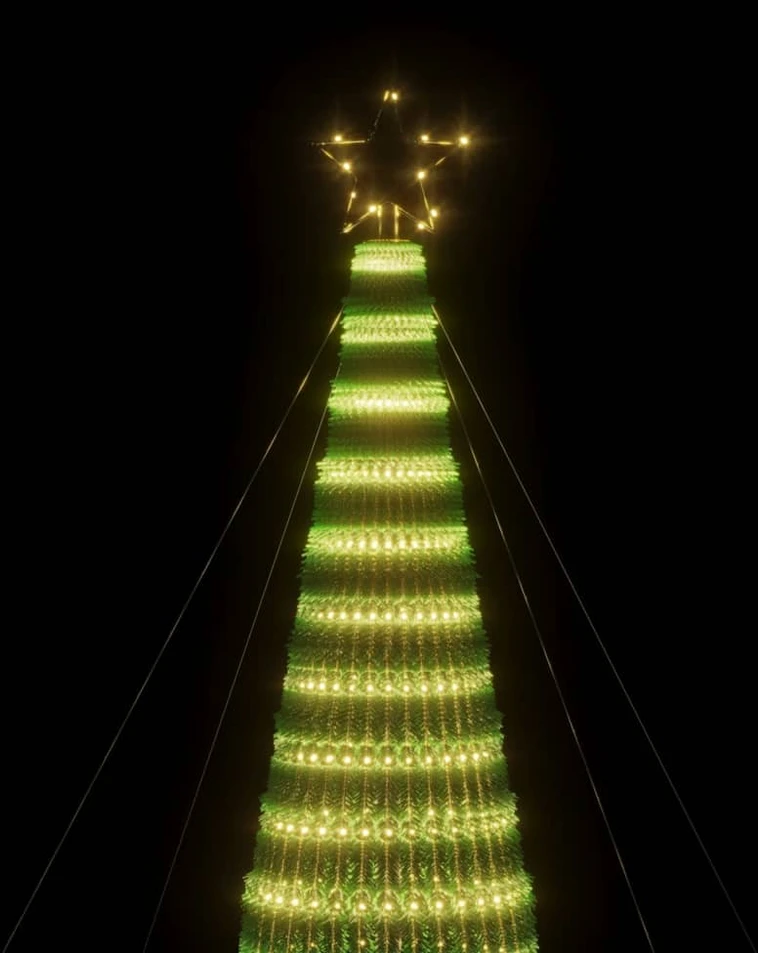 Šviečianti Kalėdų eglutė, 500cm, 1544 šiltos LED, kūgio formos