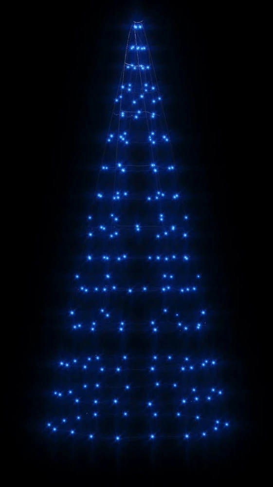 Kalėdų eglutė ant vėliavos stiebo, 180cm, 200 mėlynų LED