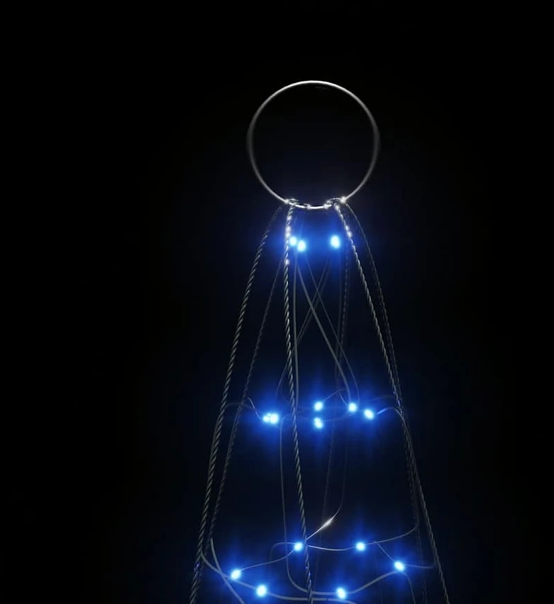 Kalėdų eglutė ant vėliavos stiebo, 180cm, 200 mėlynų LED