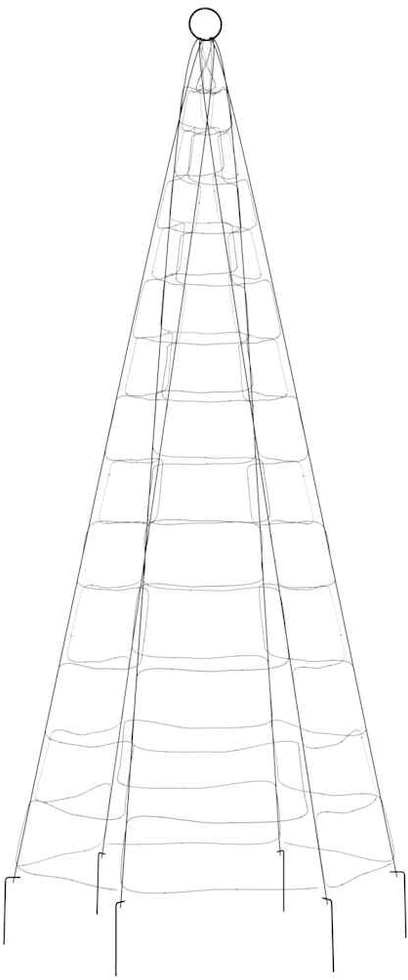 Kalėdų eglutė ant vėliavos stiebo, 180cm, 200 spalvotų LED