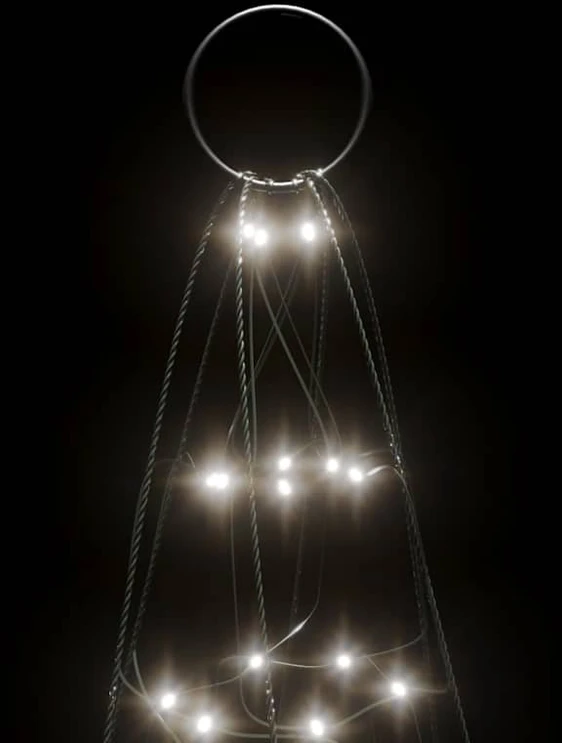 Kalėdų eglutė ant vėliavos stiebo, 180cm, 200 šaltų LED